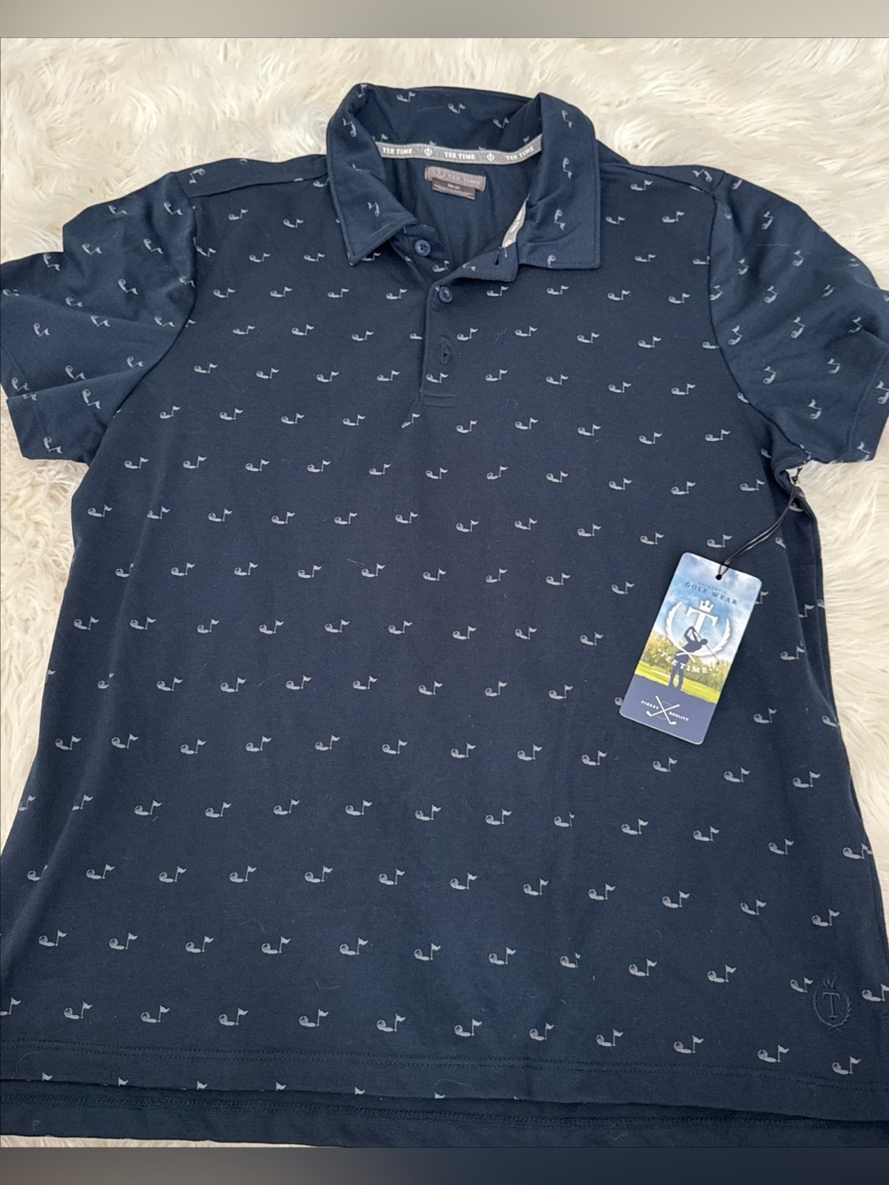 Men's Short-Sleeve Polo in Navy with Subtle Whale Print